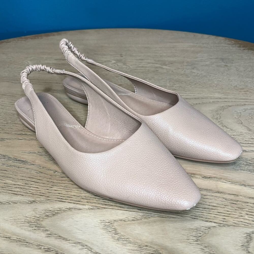 H by Halston Heyden Nude Leather Slingback Pointed Toe Flats Women’s Size 8